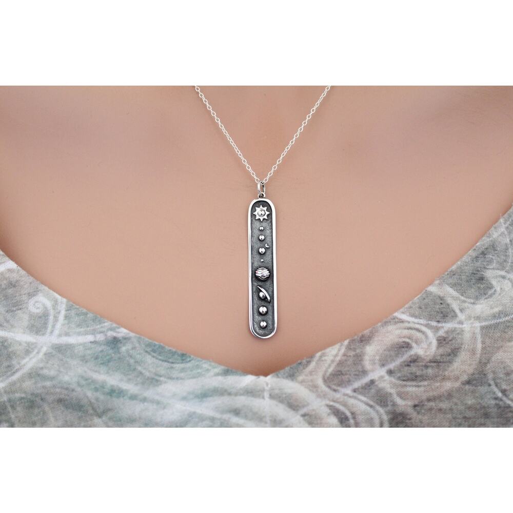 Sterling Silver Solar System Pendant Necklace, Solar System Pendant Necklace